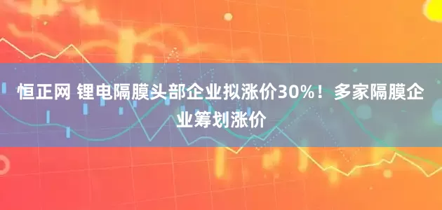 恒正网 锂电隔膜头部企业拟涨价30%！多家隔膜企业筹划涨价