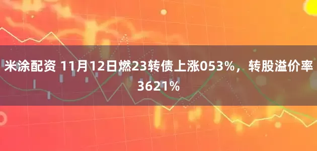 米涂配资 11月12日燃23转债上涨053%，转股溢价率3621%